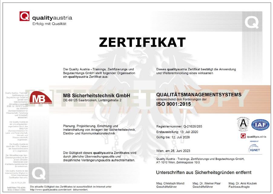 Qualitätsmanagementsystem ISO 9001:2015